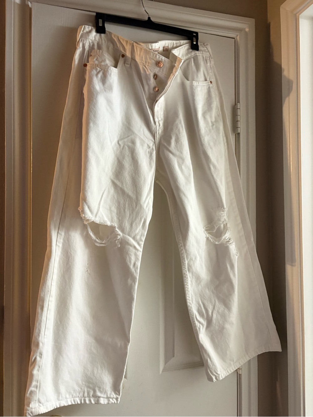 Ariat White Distressed Wide-Leg Jeans